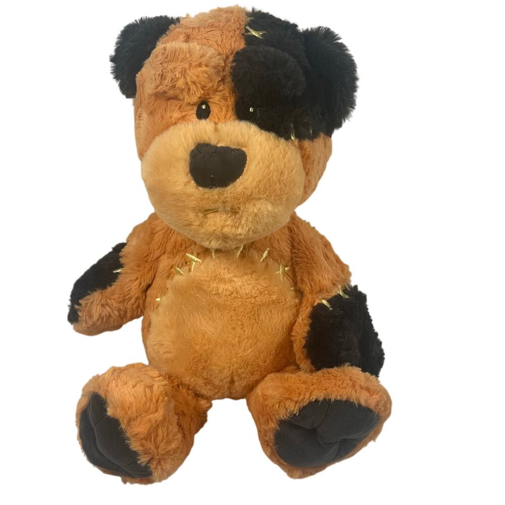 Gigglescape Frankenbear Orange & Black Stitches Stuffed Plushie 15" Long